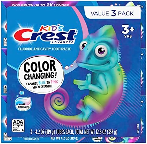 Crest Advanced Kid's Fluoride Toothpaste, Bubblegum Flavor, 4.2 oz, 3 Count, Color-Changing Anticavity Toothpaste