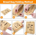 100 Pieces Paper Bread Bags for Homemade Breads, 13.7'' x 9.5'' x 3.5'' Large Kraft Sourdough Bakery Bag with 100 Stickers, Brown Food Packaging Storage Cookie Loaf Bags for Popcorn, Snack