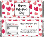 Personalized Red Watercolor Hearts Valentine's Day Candy Bar Wrappers - Set of 36