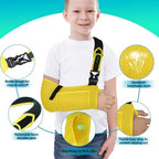 Arm Sling for Kids - Adjustable Breathable Shoulder Immobilizer with Pockets,Supports Rotator Cuff Injury,Wrist,Elbow,Clavicle Fracture Recovery,Post-Surgery Sling for Left or Right Arm(Yellow,Small)