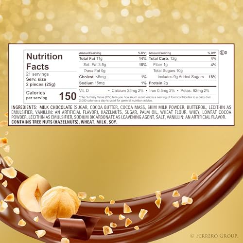 Ferrero Rocher Fine Hazelnut Chocolates, Valentine’s Day Heart Gift Box, 16 Piece Premium Chocolate for Gifting, 7 oz