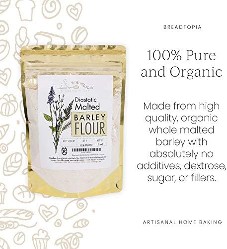 Breadtopia Organic Diastatic Malt Powder 8 oz. | Non-GMO Malted Barley Flour | No Additives, No Sugar, & No Fillers | Milled from Whole Malted Barley Kernel |