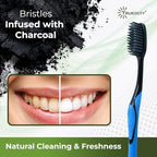 Charcoal Toothbrush 6 Pack, Natural Teeth Whitening Solution - Ultra Soft Tooth Brush - Gentle, Slim Brush Head - Black Toothbrushes for Adults Working Great with Activated Charcoal Toothpaste