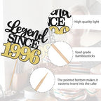 1 PCS Legend Since 1996 Cake Topper Black Gold Glitter Thirty Happy 30th Birthday Cake Pick Cheers to 30 Years Cake Decoration for 30th Birthday Wedding Anniversary Party Decorations Supplies