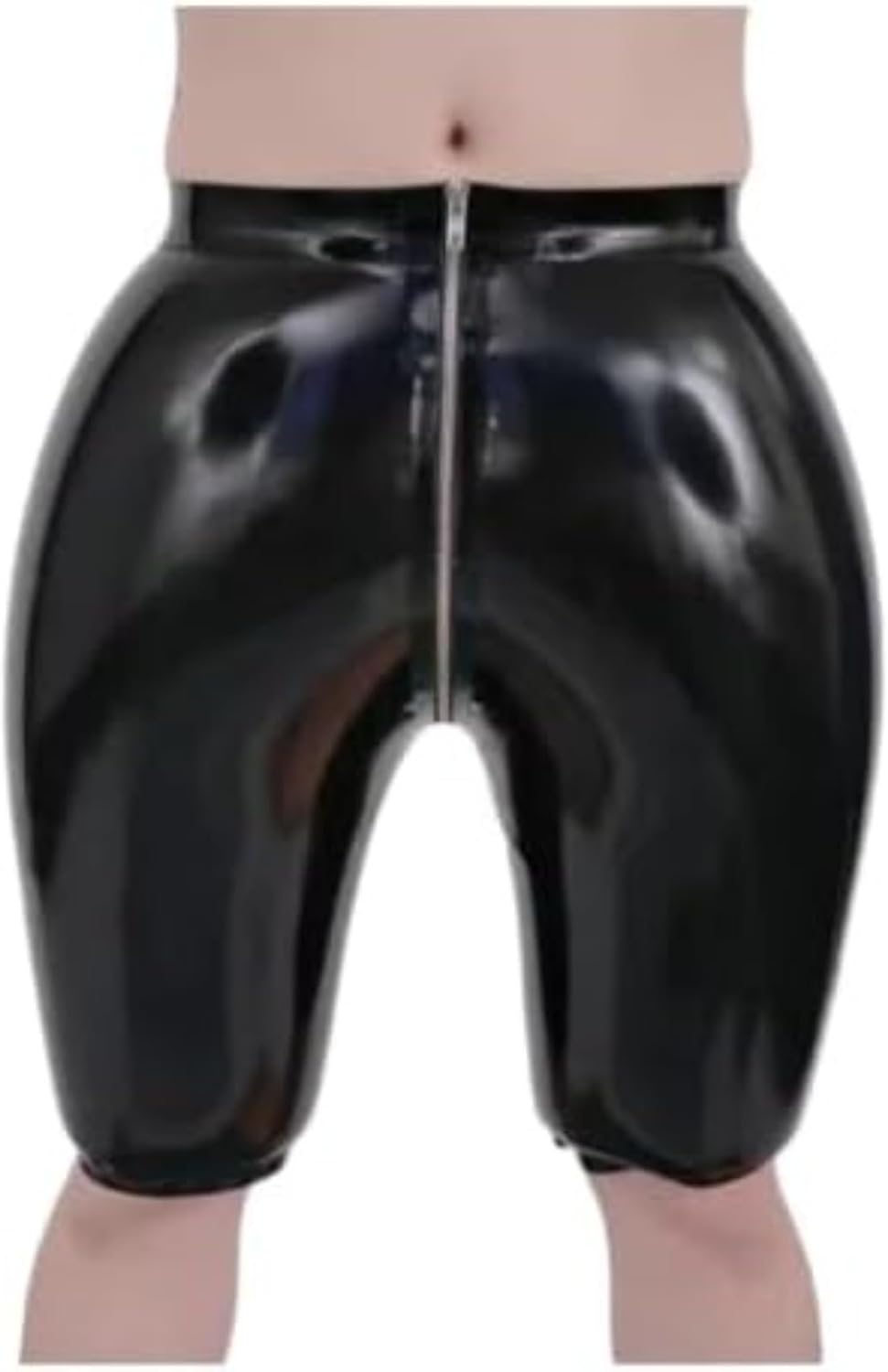 Men's Sexy Latex Boxer Shorts Front Full To Back Crotch Zipper Rubber Handmade Club Boxers