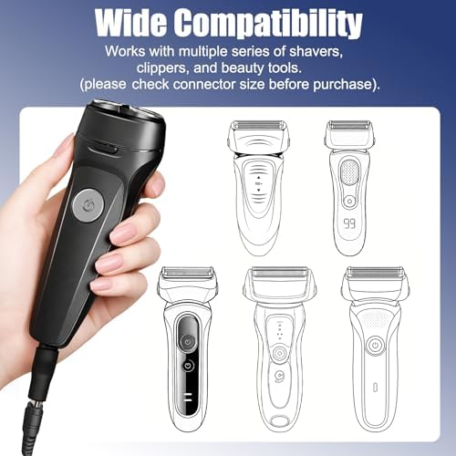 8-in-1 USB 5V Charger Adapter Kit,Compatible with Electric Hair Clippers, Beard Trimmers Charger, Shavers, Beauty Instruments. Includes 6 Adapter Tips, 1 DC5521 Cable, 1 USB Plug