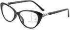 Ladies Cat Eye Reading Glasses, Blue Light Blocking Progressive Multifocal Reader Eyelasses, Black