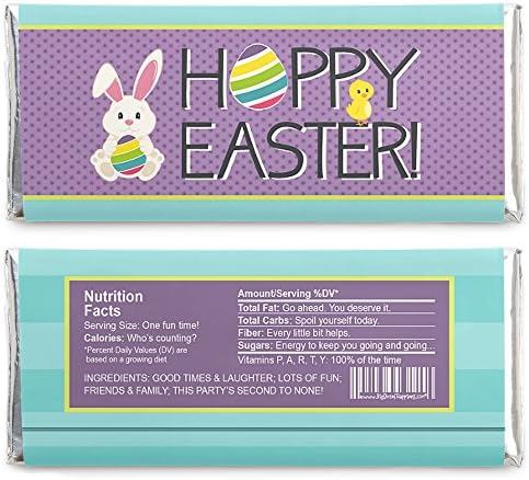 Big Dot of Happiness Hippity Hoppity - Candy Bar Wrapper Easter Bunny Party Favors - Set of 24