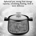 TEmkin Clay Stew Pot Ceramic Casserole - High Temperature Resistance, Heat Preservation and Taste Capacity 6000ml_Black (Black Capacity 4500ml) (Black capacity 6000ml)
