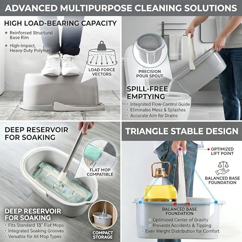 Haundry 4.5 Gallon Cleaning Bucket, Good Grips Household Mop Bucket for Cleaning Supplies, Cleaning Caddy Organizer Basket with Handle, 17.1L, White