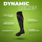 Green Drop Professional Compression Socks for Men & Women - Patented Medical Grade Natural Relief Herb-Infused Support (Large / X-Large)