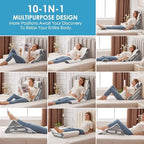 3PCS Bed Wedge Pillow for Headboard, Adjustable Wedge Pillow for Sleep Apnea, 23” Wide Triangle Pillow Wedge Set for After Surgery, Acid Reflux Relief, Snoring, Neck&Back Support, White/Grey