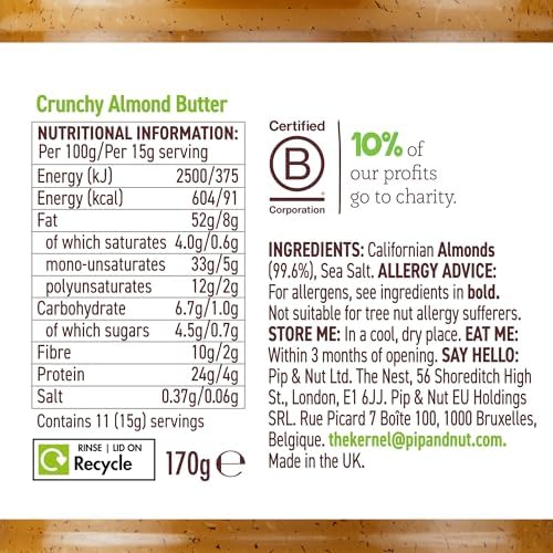 PIP & NUT Crunchy Almond Butter, 170 GR