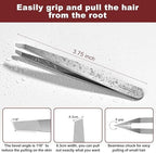 Eyebrow Tweezers for Women Facial Hair, Precision Stainless Steel Slant Tweezers, Sharp Eyebrow Plucker for Remove Hair and Blackhead, With Travel Case