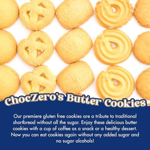 ChocZero Keto Butter Cookies - Sugar Free Danish Shortbread Gift - Gluten Free, Low Carb (1 tin, 12 oz)