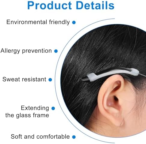 20 pairs Eyeglasses Ear Grip, Soft Silicone Temple Tip Grips for Glass, Nose Pads for Glasses Anti Slip Elastic Holder Retainers for Spectacle Sunglasses Reading Glasses Eyewear(Black+White)