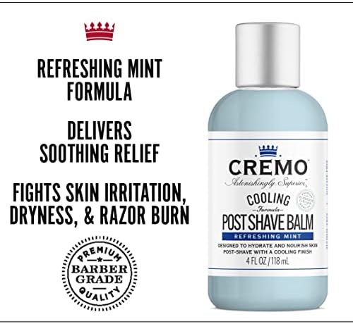 Cremo Cooling Formula Post Shave Balm, Soothes, Cools And Protects Skin From Shaving Irritation, Dryness and Razor Burn, 4 Oz
