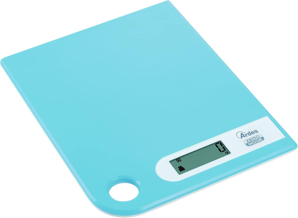Ardes AR1PA1/V RAL Digital Kitchen Scale, Modern Style with Through Hole for Hanging, Max Weight 5 kg, Blue, Steel