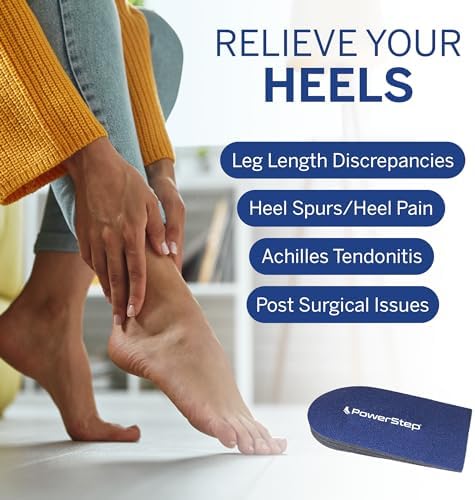PowerStep Adjustable Heel Lift, Adjustable Adult Heel Cushion, Relief for Heel Spurs & Heel Pain, Achilles Tendonitis, Post Surgical Foot Support, Made in the USA (1 Heel Cushion)