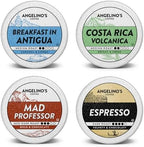 Angelino's Coffee Pods Variety Pack - Reserve Collection Medium & Dark Roast - 96 Count Single Serve K-Cup Compatible Capsules - Includes Costa Rica, Breakfast in Antigua, Mad Professor & Espresso