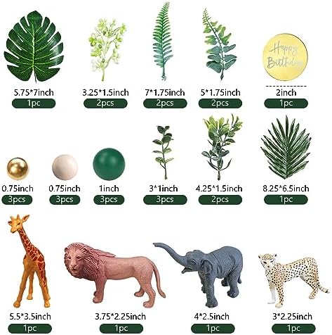 27 PCS Jungle Animal Cake Toppers, Safari Animals Figure Toys Picks Jungle Wild One Animals Cake Decorations for Baby Shower Safari Party Holiday Party (Green)