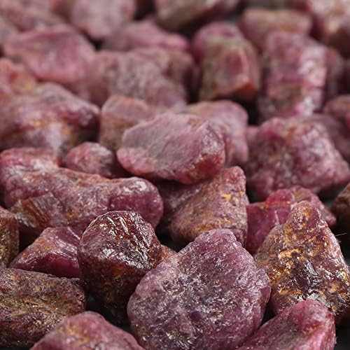 Rough Ruby Crystal 100 Ct Natural Healing Gems Set of 10 Pcs Raw Gemstone Beads for Cabbing, Lapidary, Tumbling, Wire Wrapping, Reiki and Wicca