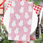 80Pcs Pink Christmas Guest Napkins Winter Snowman Disposable Paper Napkin Cute Xmas Holiday Party Decorative Dinner Hand Napkin Towel for Wedding Birthday Party Supplies, 13 x 15.7 inch