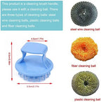 6 Pack Stainless Steel Scrubber Handle Attachment Universal Steel Wool Srubber Handle Grips for Stainless Steel Scourer Metal Wire Scrubbing Sponges Scouring Pads Plastic Nylon Dish Scrubbers