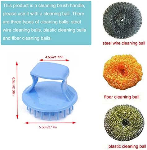 6 Pack Stainless Steel Scrubber Handle Attachment Universal Steel Wool Srubber Handle Grips for Stainless Steel Scourer Metal Wire Scrubbing Sponges Scouring Pads Plastic Nylon Dish Scrubbers