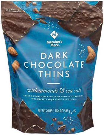 Member's Mark Dark Chocolate Thins With Almonds & Sea Salt (20oz), 20 Oz