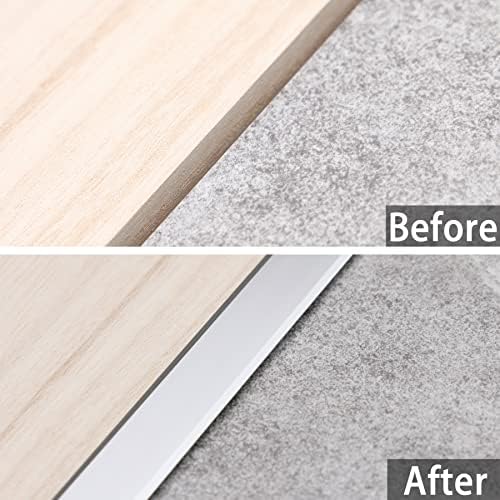 Trimold 3Pcs Aluminum T Molding Trim & Floor Transition Strips, Flat Divider Strip for Door Threshold and Joining Flooring Gaps of Laminate Planks Tile (2.9Ft x 0.8In, Matte Silver)