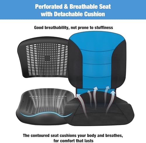 Wheelchairs for Adults Ergonimic Transport Chair Lightweight Foldable with Telescopic Handle 11-inch Big Wheels for All Terrains Travel Wheelchair with Removable Cushion