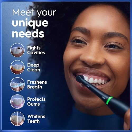 Oral-B Rechargeable Electric Toothbrush, iO5 Limited Deep Clean & Whiten, 5 Cleaning Modes, Visual Pressure Sensor to Protect Gums, Travel Case, 3 Brush Heads, Black