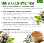 TOG999, Premium 120 Pasiflora Pasion Flower Tea Bags, 100% Natural & Pure Pasiflora Passion Flower, Herbal Tea. No Sugar, No Caffeine, No Gluten, Vegan.