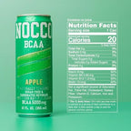 NOCCO Zero Sugar BCAA Drink, Apple - 12 Fl Oz (Pack of 12) - 0mg Caffeine, Sugar Free with Branched Chain Amino Acids, Carbonated & Low Calorie, B Vitamins, Grab & Go Performance Beverage