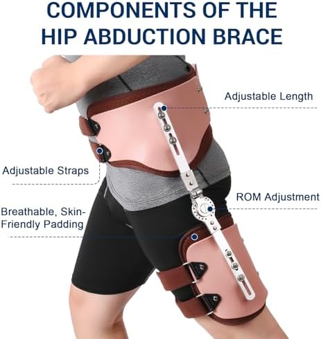 Rom Hip Abduction Brace, Post Op Hips Orthosis Support Brace for Sciatica Pain Relief, Hip Adjustable Protector Stabilizer Joint Protection Fixation Device