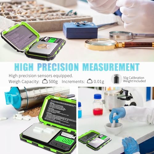 Fuzion Pocket Gram Scale, 500g x 0.01g Digital Jewelry Scale, 6 Modes Conversion Mini Scale with LCD Display, Tare for Herb, Food, Jewelry, Medicine