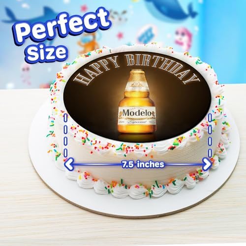7.5x Inch Edible Cake Toppers – model beer Themed Birthday Party Collection of Edible Cake Decorations