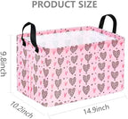 Valentines Basket Rec Heart Print Box Hamper Storage Basket Collapsible Organizer Bin Gift Shelf Baskets for Home and Kitchen Storage