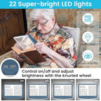 Rechargeable 5X Magnifying Glass for Reading, Large Bright Full Page Magnifier with Light, Handheld LED Dimmable Lighted, Lightweight Book Magnifier for Reading Small Prints Seniors - Blue