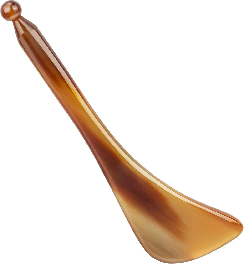 Facial Reflexology Tools Ox Horn, Dual-Ended Gua Sha Scraper Massage Pen, Fascia Release Tool for Muscle, Neck, Face, Detoxifies & Sculpted