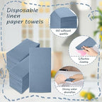 Jeyiour 150 Pcs Dusty Blue Dinner Napkins Boho Disposable Guest Towels 16 x 16 Inch Paper Hand Towels for Bathroom Decorative Wedding Napkins for Bridal Baby Shower Kitchen Party Event