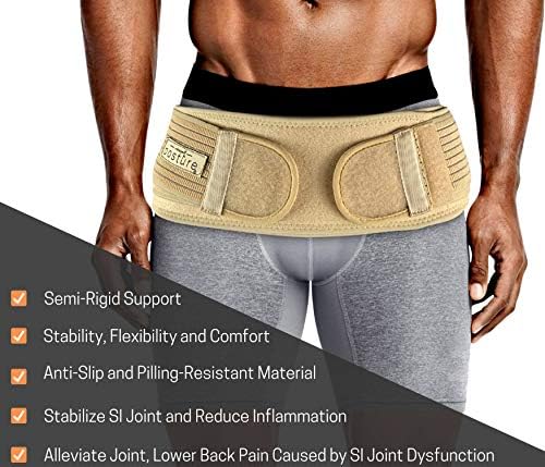 Vriksasana Posture Sacroiliac Hip Belt for Women and Men That Alleviates Sciatic, Pelvic, Lower Back, Leg and Sacral Nerve Pain Caused by Si Joint Dysfunction| Trochanter Brace (Regular, Nude)