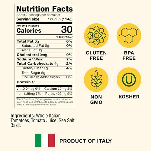 Cento Italian Style Whole Peeled Plum Tomatoes 28 Oz, Vine Ripened Fresh Tomatoes Canned with Natural Juices & Basil Leaf - Grown & Processed in Italy - BPA Free, Non-GMO, Gluten Free