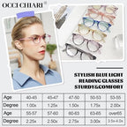 OCCI CHIARI Blue Light Reading glasses Women 1.25+ Computer Readers for Petite Face(1.0 1.25 1.5 1.75 2.0 2.25 2.5 2.75 3.0 3.5 4.0 5.0 6.0)