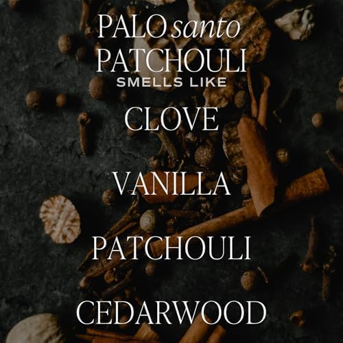 Sweet Water Decor Palo Santo Patchouli Candle - Vanilla, Musk, Sandalwood, Patchouli Scented Soy Spa Candles for Home - Gifts for Women, Men - 9oz Amber Jar, 40 Hour Burn Time