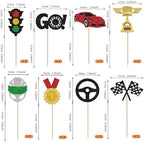 Rsstarxi 24 Pack Race Car Cupcake Toppers Glitter Traffic Light Trophy Flag Racing Cup Cupcake Picks for Racing Theme Baby Shower Boys Birthday Party Cake Decorations Supplies