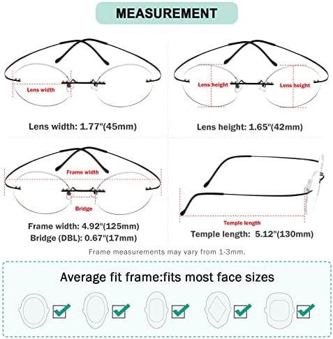 Eyekepper Titanium Rimless Round Reading Glasses Circle Readers For Men