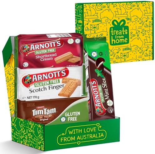 Gluten Free Snack Box & Gift Basket – Biscuit Variety Pack for Adults – 4-Pack Australian Favorites: Scotch Finger, Mint Slice & Shortbread Creams – Celiac Friendly Care Package