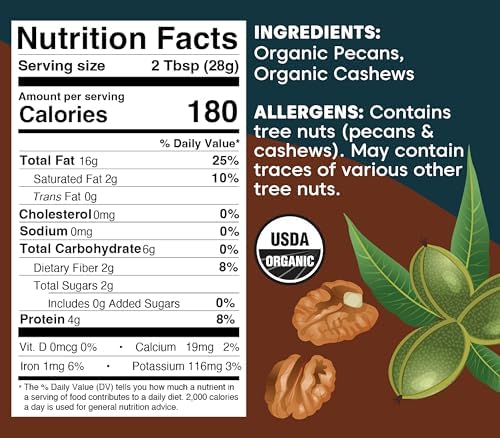 Wilderness Poets, Pecan Butter with Cashews - Organic & Raw (8 Ounce) - Glass Jar